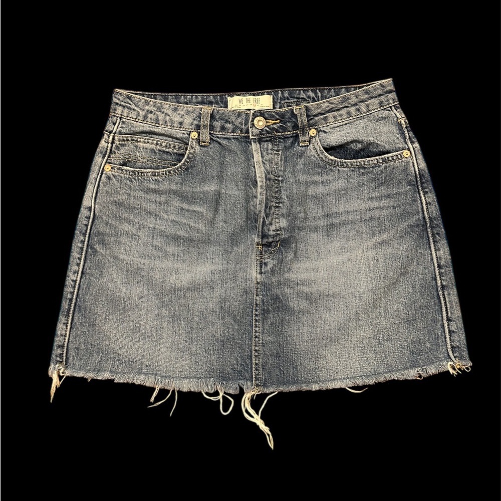 We The Free Blue Denim A-line Mini Skirt